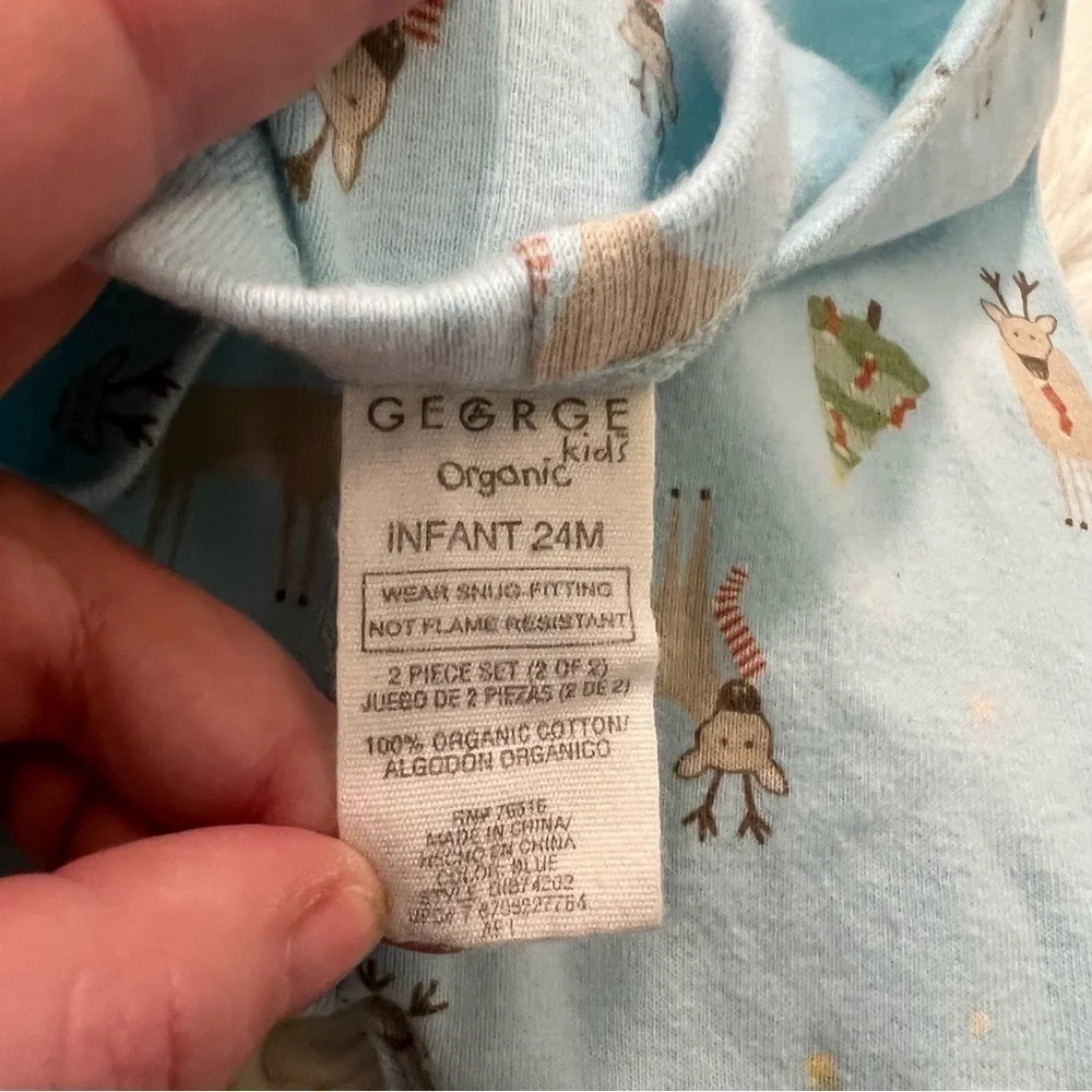 George Kids Pajama Set Light Blue Christmas